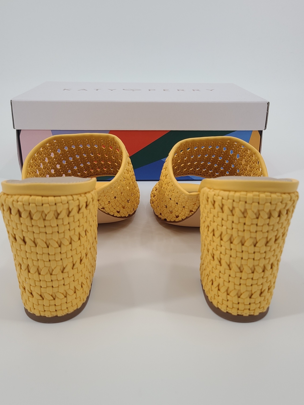 Katy Perry Collections Yellow Woven Block Heel Mules Size 10 - Picture 5 of 10